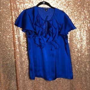 American Living Blue Ruffle Dress Shirt